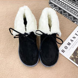 Womens Plush Lined Warm Ankle Boots Winter Snow Boots Short Booties Lace Up Casual Soft Shoes