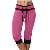 Womens Ladies Yoga Capri Pants Splicing Slim Fit Flared High Waist Fitness Gym