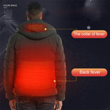Mid-Ten Men's Heated Jacket USB Electric Heated Coat Vest Hooded Heating Winter Clothes Thermal Outdoor Heating Pad Outwear-Full Zip Down Cotton Jacket with Battery Pack 10000mAH