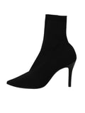 Womens Knitted Stretch Cloth Slip On Ankle Boots Pointed Toe Fashionable Kitten High Heels Boots