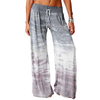 Women Casual Loose Gradient Printed Wide Leg Trouser Yoga Sport Pants Drawstring
