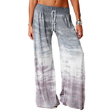 Women Casual Loose Gradient Printed Wide Leg Trouser Yoga Sport Pants Drawstring