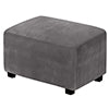 Dustproof Stretch Velvet Ottoman Slipcover Elastic Rectangle Footstools Covers Removable Soft Foot Stool Furniture Protector for Living Room, Bedroom