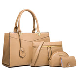 4Pcs Fashion Women Leather Tote Handbag Shoulder Bags Top Handle Satchel Business Bag Purse Pouch for Mom Girls Gift
