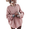 Women's Bat Long Sleeve Loose Knit Sweater Crew Neck Solid Color Pullover Tops