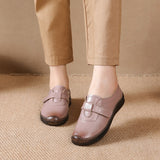 Womens Anti Slip Round Toe Flats Solid Color Magic Tape Summer Casual Soft Shoes