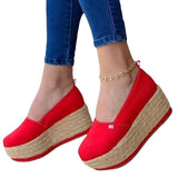 Womens Breathable Solid Color Slip On Round Toe Casual Daily Wear Platform Shoes