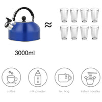3L Stainless Steel Whistling Kettle Tea Pot Teapot With Foldable Handle Stovetop