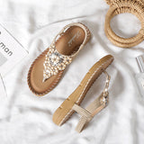 Women Sandals Summer Boho Casual Flat T-Strap Thong Elastic Comfortable Flip Flops Beach shoes