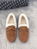 Bowknot Loafers for Women Winter Warm Moccasins Slippers Faux Fur Lined Casual Flat Shoes Indoor & Outdoor