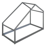 Goory Twin House Bed Frame, Wood Floor Bed with Roof Tent for Kids, Toddlers, Easy Assembly, Gray