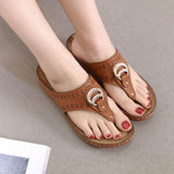 Women Open Toe Slippers Beach Sandals Flip Flops Thong Mules Wedge Casual Shoes