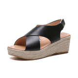 Ferndule Womens Summer Beach Wedge Shoes Open Toe Ankle Strap Espadrille Platform Sandals
