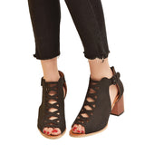 Women's Fashion Peep Toe Sandals Wear-Resisting Hollow Buckles Summer Shoes