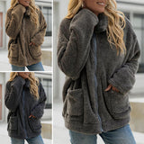 Women Solid Long Sleeve Zipper Coat Jacket Cardigan Outwear Overcoat Open Front