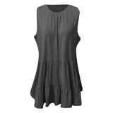 Women's Tiered Vest Tank Top Casual Loose Sleeveless Shirt Blouse Pullover Tunic