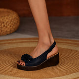 Ferndule Ladies Ankle Strap Wedge Slingback Sandals Summer Platform Open Toe Shoes