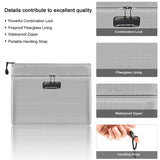Waterproof Money Bag Fireproof Document Bag Cash Pouch Envelope Holder With Lock