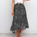 Womens High Waist Polka Dot Pleated Skirt Midi Swing Skirt