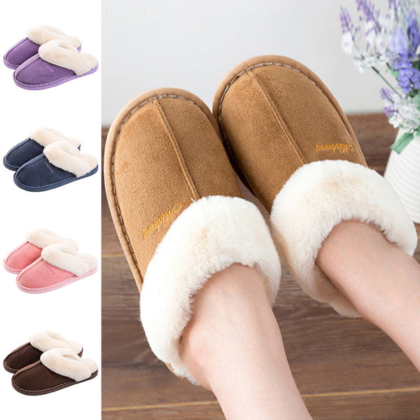 Unisex Fur Keep Warm Lined Slippers Mules Non Slip Hard Sole breathable Shoes