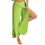 Women Electric Waist Baggy Harem Pants Hippie Yoga Gym Pants Trousers High Slit