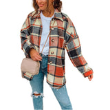 Womens Casual Plaid Wool Blend Jacket Button Down Long Sleeve Shirt Shackets
