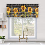 2 Piece Sunflower Printed Short Window Curtain Slot Top Cafe Tier Rod Pocket Kitchen Scarf Bathroom Valance