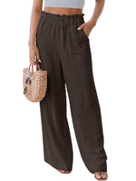Wide Leg Pants for Women Casual Elastic High Waist Smocked Palazzo Lounge Pants