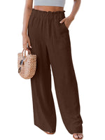 Wide Leg Pants for Women Casual Elastic High Waist Smocked Palazzo Lounge Pants