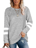 Women's Striped Printed Loose Long Sleeve T-Shirt Tops Casual Comfortable Blouse