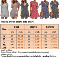 Women's Ruffle Sleeve Dresses Summer Sexy V Neck Floral Print Boho Beach Dress