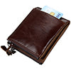 Men RFID Block Wallet Crazy Horse Leather Zipper Card Coin Pocket Bifold Wallet
