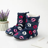 Women Men Winter Warm Boot Slippers Lips Design Flat Thicken Plus Velvet Slipper