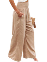 Women Pants Cotton Linen Casual Loose Harem Pant Summer Beach Palazzo Pants with Pockets