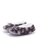 Women Snowflake Print Slip On Flat Cotton Slippers Sock Shoes Soft Round Toe Comfy House Shoes with Grips Sole