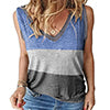 Women Color Block Tank Tops Sleeveless V Neck Summer Casual Tee Shirt Loose Tees