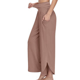 Women High Waist Pleated Pants Ladies Stretch Pajama Pant With Pocket Running Yoga Casual Loose Trousers