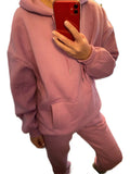Frontwalk Hoodies Sweatsuit for Women 2 Piece Long Sleeve Fleece Workout Jogger Tracksuit Loungewear Set Plus Size Black XL