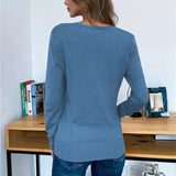 V Neck Button Down Knit Cardigan for Women Knitwear Long Sleeve Soft Basic Thin Sweater