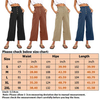Women Plain Daily Wear Trousers Casual Buttons Palazzo Pant Loose Fit Solid Color Pants