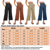 Women Plain Daily Wear Trousers Casual Buttons Palazzo Pant Loose Fit Solid Color Pants