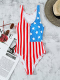 Women 4th Of July Swimming Suit Tummy Control Backless One Piece Swimsuit Independence Day Padded Swimwear Scoop Neck Hot Spring Beach