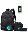 Men Women Backpack Large Capacity College Leisure USB Charging Port Waterproof
