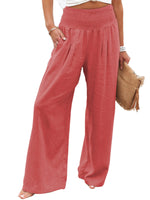 Women Pants Cotton Linen Casual Loose Harem Pant Summer Beach Palazzo Pants with Pockets
