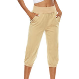 Women's capris pants Loose Fit jogger cropped Pants Workout Yoga Lounge Pants with Pockets