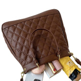 Women Diamond Quilted PU Leather Shoulder Bag Ladies Crossbody Bag Handbag Tote