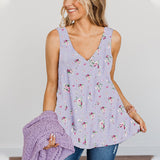 Lumento Women Summer Sleeveless Floral Tank Tops Casual Loose Boho Beach T Shirt Vest Camisole