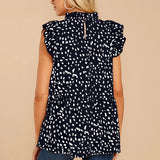 Women's Ruffled Floral Print Blouse Tops Ladies Casual Loose Sleeveless T Shirt