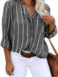 Summer Beach Blouse for Women Long Sleeve V Neck Shirts Buttons Up Casual Boho Print Loose Tunic Tops