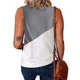 Lumento Women Colorblock Tank Tops Summer Casual Sleeveless T Shirt Vest Blouse